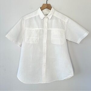 Vintage Gitano Ma 100% Cotton/Ramie Short Sleeve Button Up Sz S White Classic